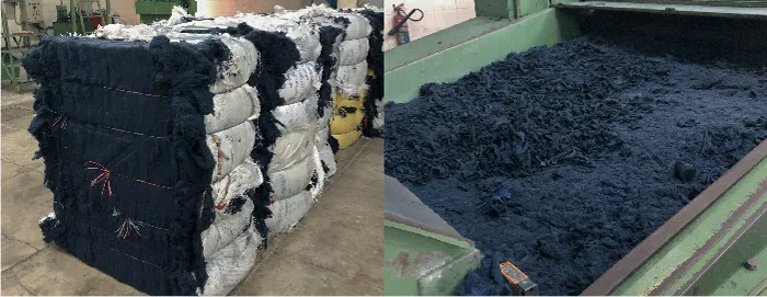 裁断した生地を、さらに細かく破砕します。