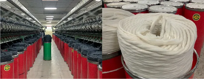 細かくした繊維を糸にしていきます。