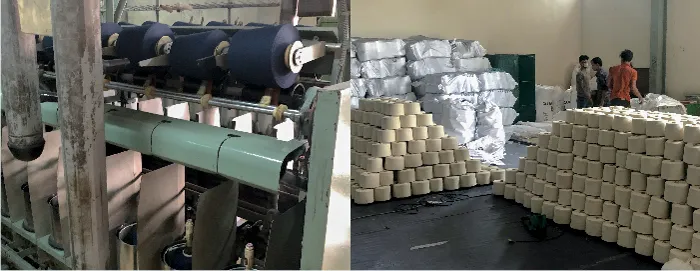 細かくした繊維を糸にしていきます。