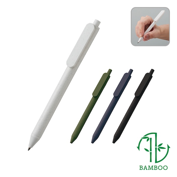 バンブーファイバーを素材に使用したエコなボールペン。ボディ・クリップ部分の2ヶ所に印刷ができ、クリップ部分はフラットなつくりのため、広い範囲に印刷が可能です。インクジェット印刷でフルカラー印刷に対応しているため、企業やブランドロゴ、キャラクターなど、オリジナリティの高いグッズやノベルティとしてご活用いただけます。